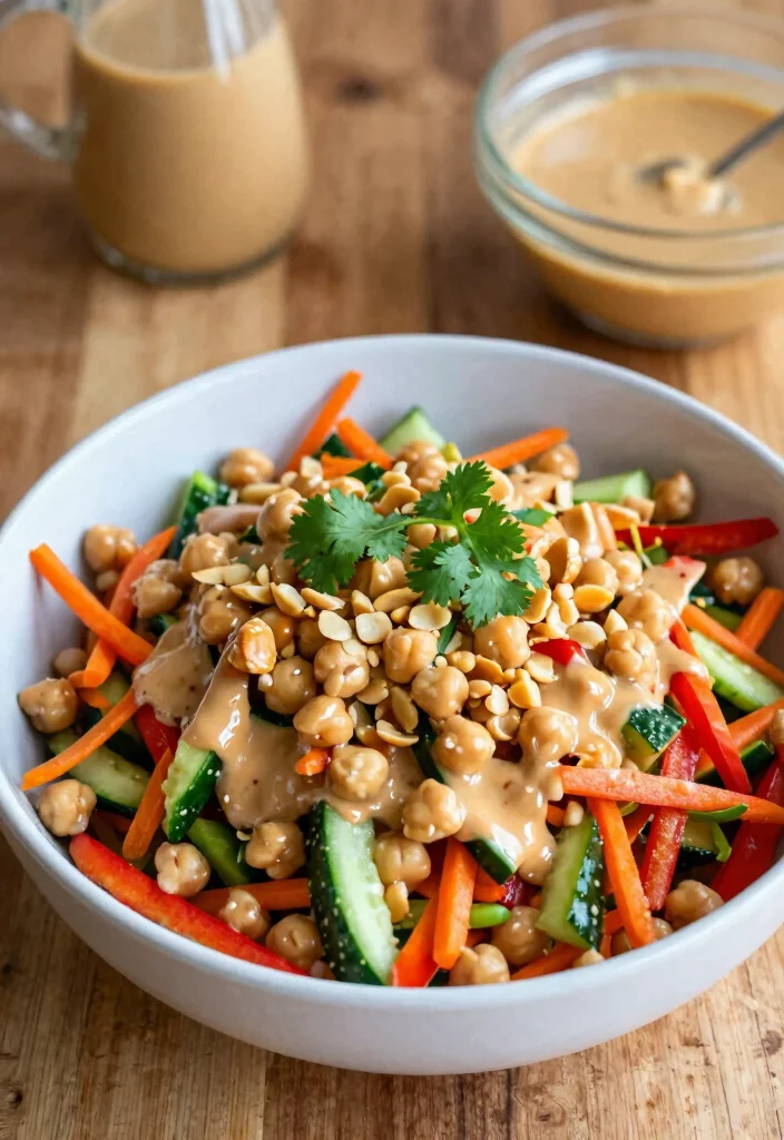 19 Crunchy Thai Chickpea Salad Recipes (High Protein) - 2. Spicy Thai Chickpea Salad with Peanut Dressing 1