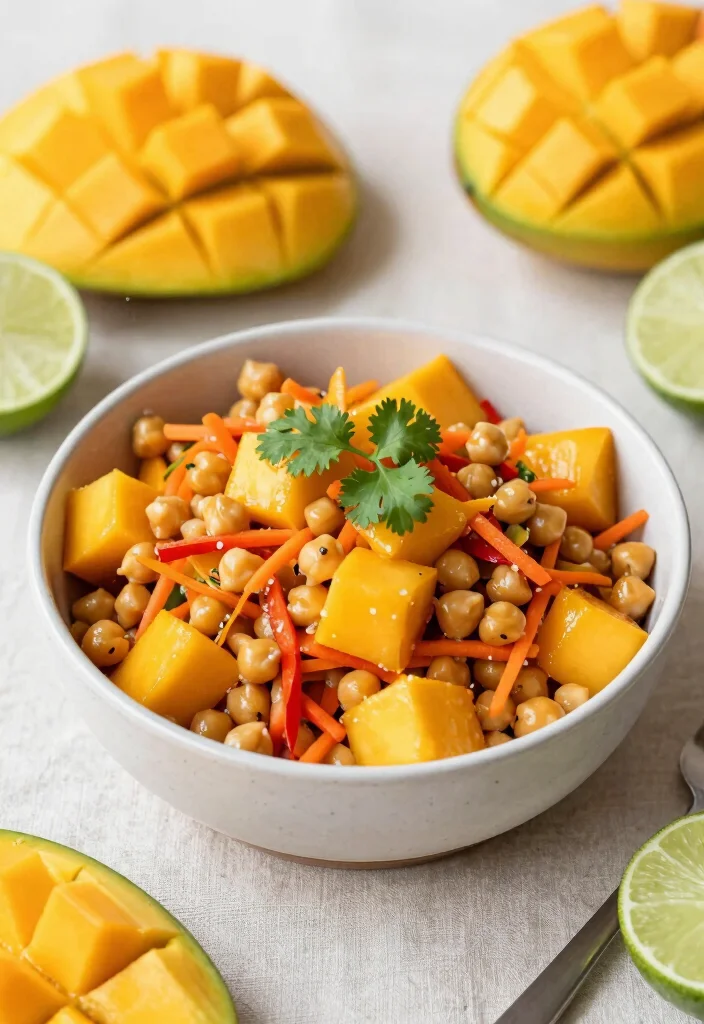 19 Crunchy Thai Chickpea Salad Recipes (High Protein) - 5. Thai Chickpea Salad with Mango 1