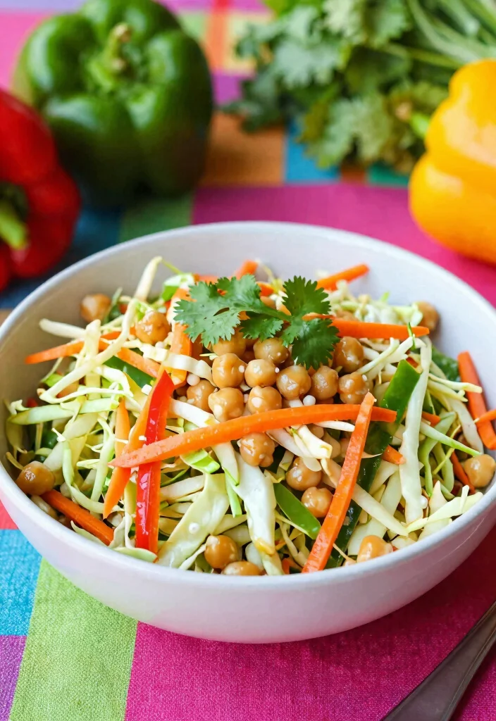 19 Crunchy Thai Chickpea Salad Recipes (High Protein) - 8. Thai Chickpea Salad with Crunchy Veggie Slaw 1
