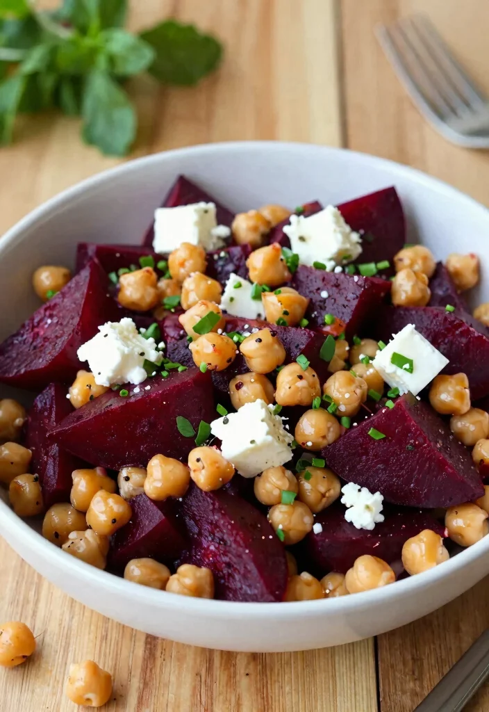 19 Greek Chickpea Salad Recipes (Quick & Healthy) - 10. Greek Chickpea Salad with Roasted Beets 1