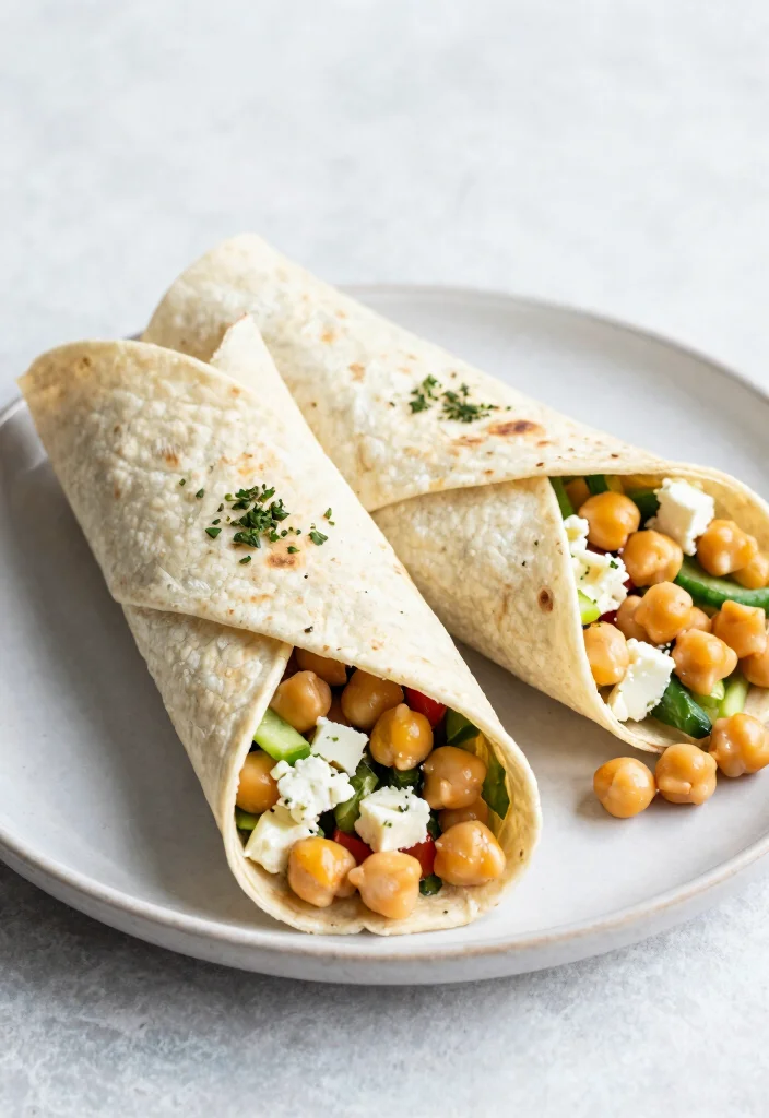 19 Greek Chickpea Salad Recipes (Quick & Healthy) - 6. Greek Chickpea Salad Wraps 1