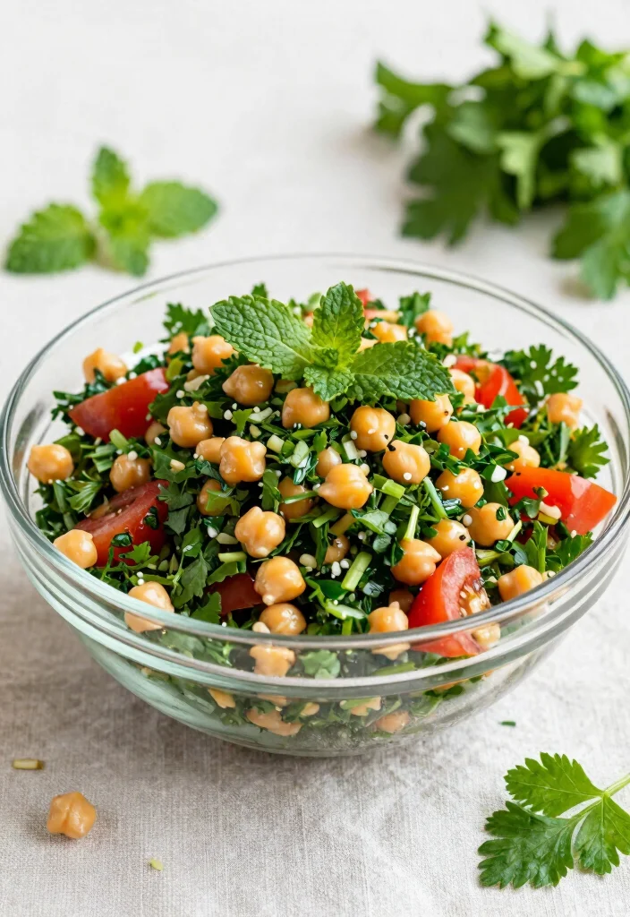19 Greek Chickpea Salad Recipes (Quick & Healthy) - 7. Chickpea Tabbouleh Salad 1