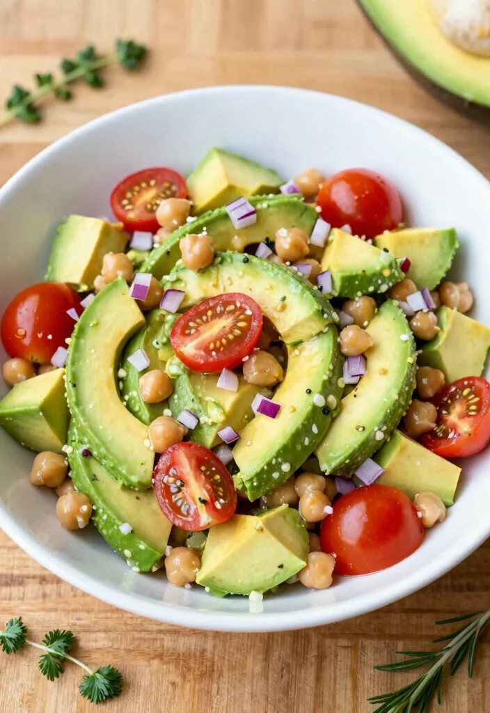 19 Greek Chickpea Salad Recipes (Quick & Healthy) - 8. Chickpea Salad with Avocado and Lemon 1