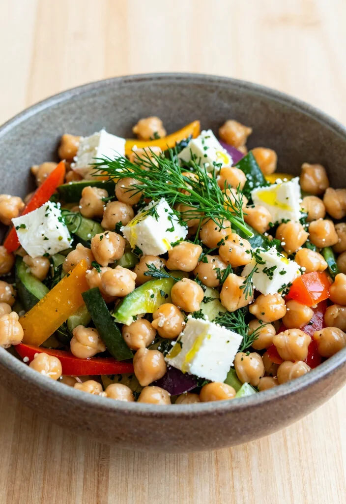 19 Greek Chickpea Salad Recipes (Quick & Healthy) - 9. Greek Chickpea Salad with Feta and Dill 1
