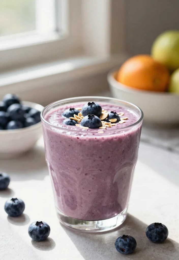 19 Greek Yogurt Smoothie Recipes (Creamy & Quick) - 14. Blueberry Oatmeal Smoothie 1