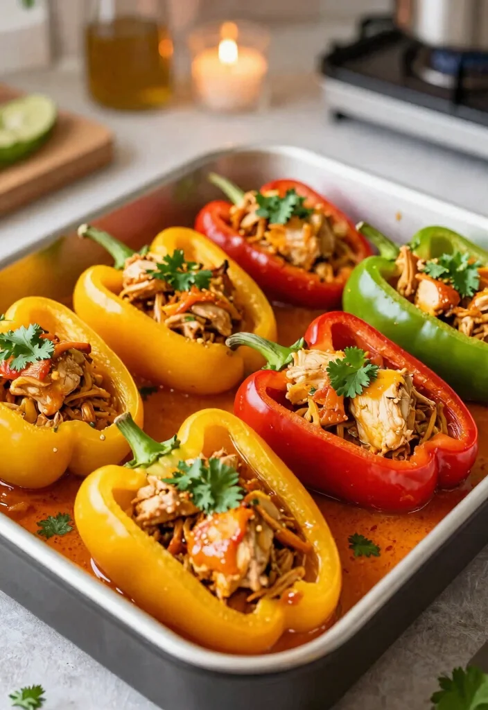 19 Red Thai Curry Chicken Recipes (Restaurant Quality) - 11. Red Thai Curry Chicken Stuffed Peppers 1