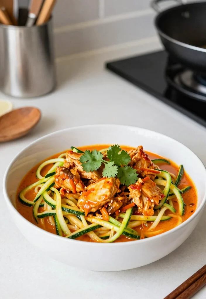 19 Red Thai Curry Chicken Recipes (Restaurant Quality) - 15. Thai Red Curry Chicken with Zoodles 1