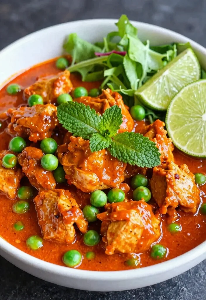 19 Red Thai Curry Chicken Recipes (Restaurant Quality) - 19. Red Thai Curry Chicken with Peas and Mint 1