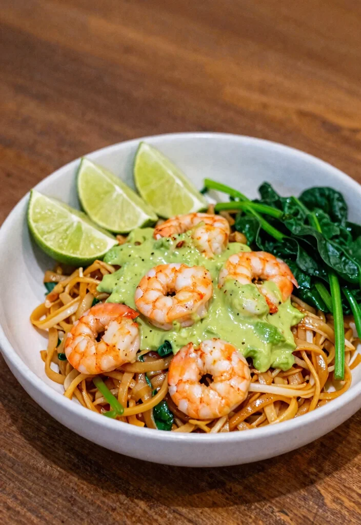 19 Shrimp Pad Thai Recipes (Quick & Easy) - 11. Creamy Avocado Shrimp Pad Thai 1
