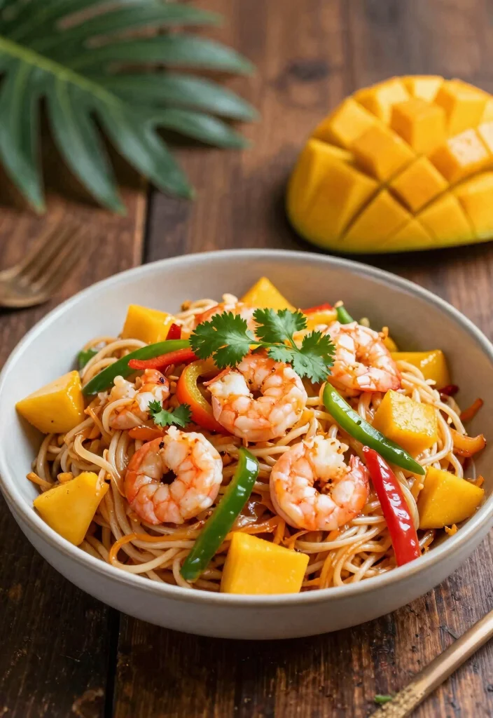 19 Shrimp Pad Thai Recipes (Quick & Easy) - 12. Tropical Mango Shrimp Pad Thai 1