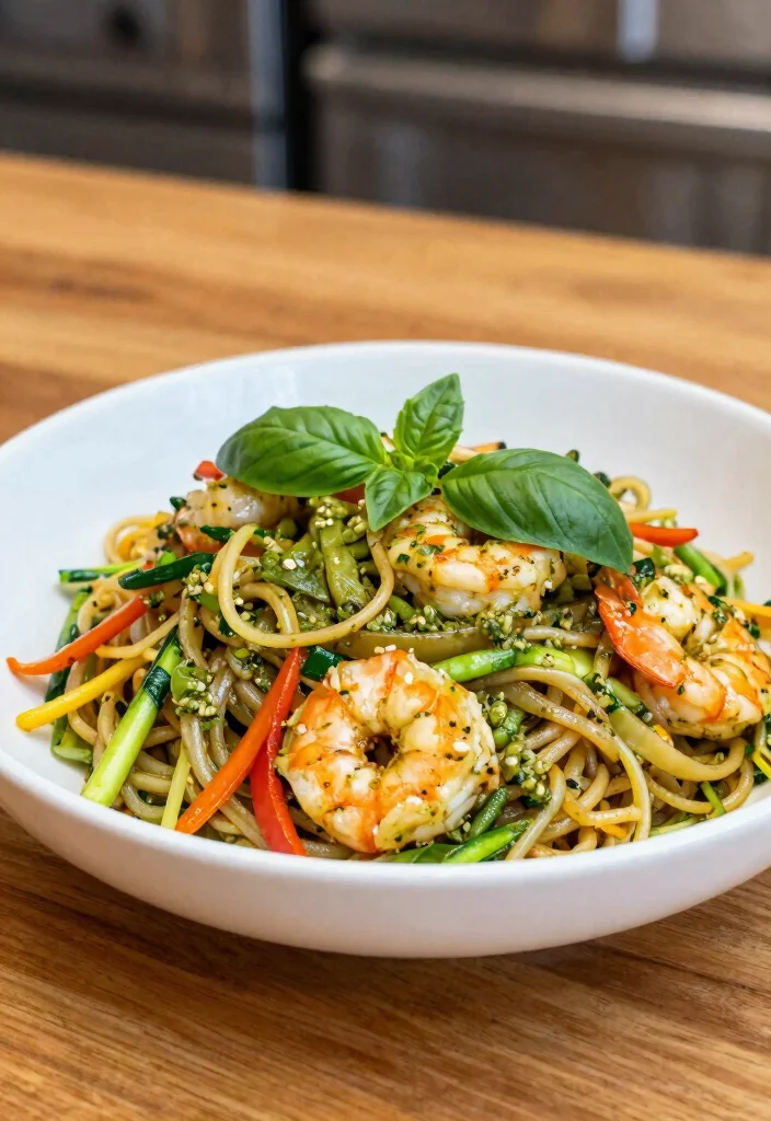19 Shrimp Pad Thai Recipes (Quick & Easy) - 9. Basil Pesto Shrimp Pad Thai 1
