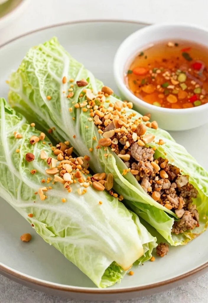 19 Thai Lettuce Wraps (Easy & Quick) - 8. Thai Cabbage Wraps with Spicy Dipping Sauce 1