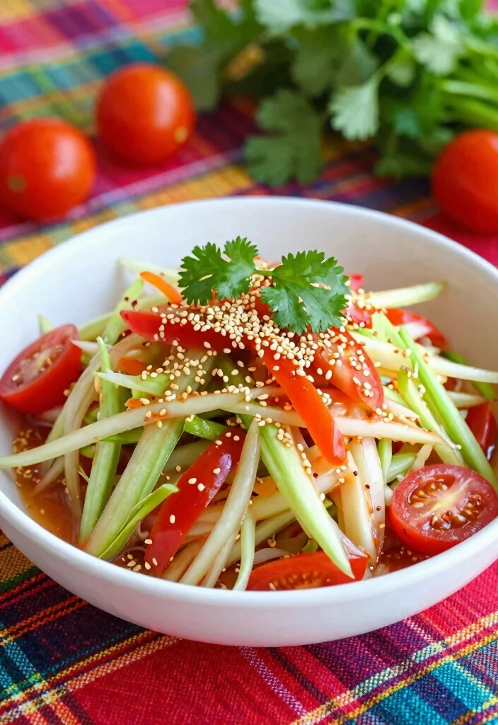 19 Thai Papaya Salad Variations (Traditional & Modern) - 12. Som Tum with Sesame 1