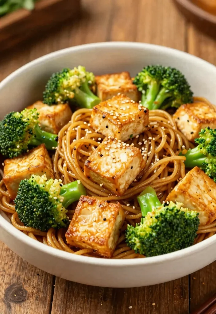 19 Vegetarian Chinese Recipes: Easy & Flavorful - 15. Noodles with Broccoli and Tofu Stir-Fry 1