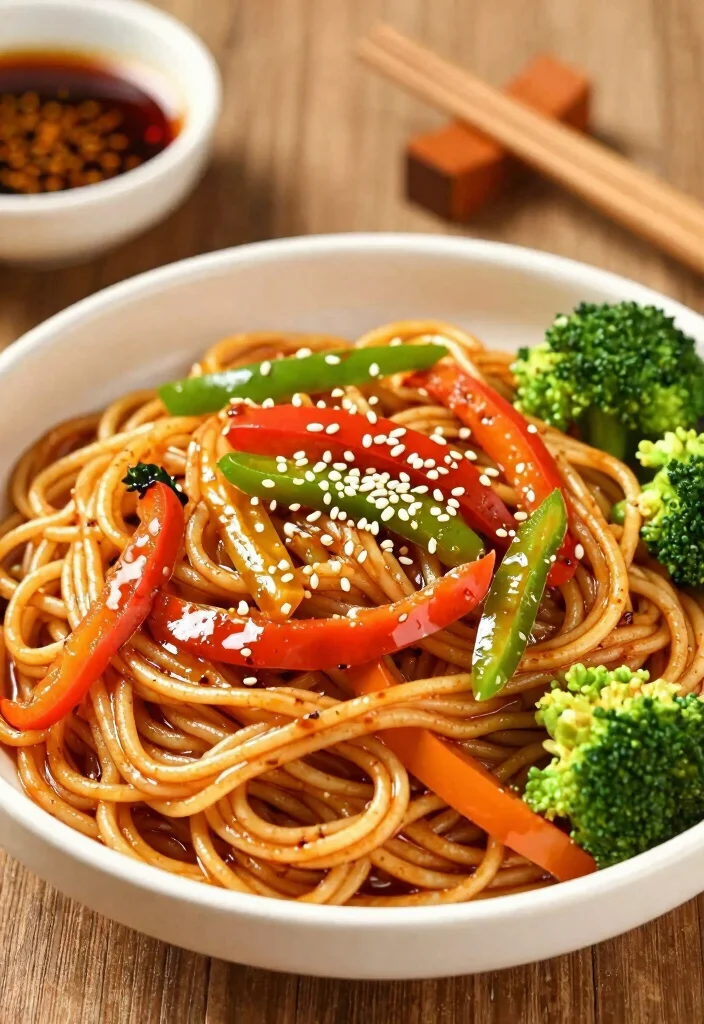 19 Vegetarian Chinese Recipes: Easy & Flavorful - 4. Szechuan Noodles with Vegetables 1