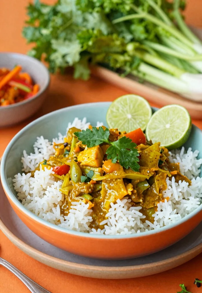 19 Vegetarische Thai Curry Rezepte für jede Saison - 11. Gemüsereis mit Thai-Curry-Sauce 1