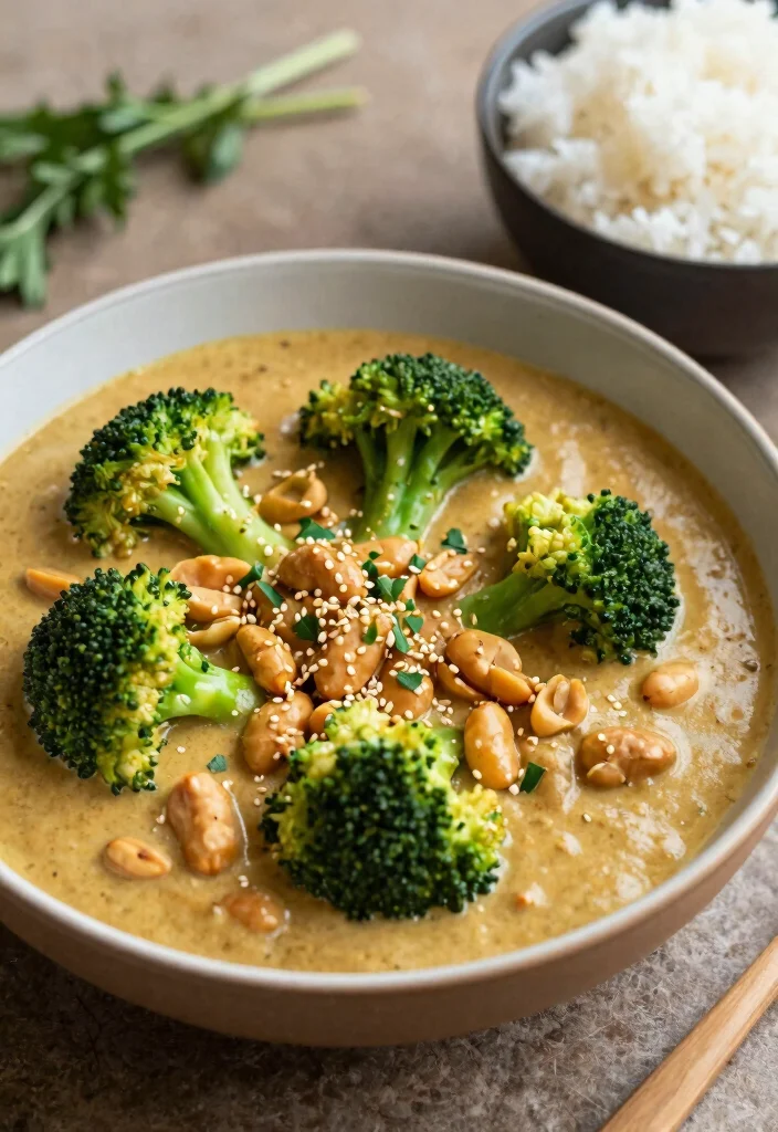 19 Vegetarische Thai Curry Rezepte für jede Saison - 12. Erdnuss-Curry mit Brokkoli 1