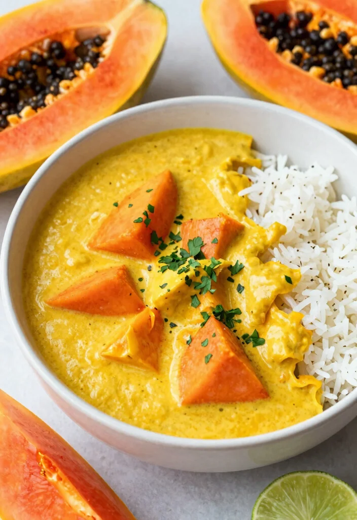 19 Vegetarische Thai Curry Rezepte für jede Saison - 13. Cremiges Papaya-Curry 1