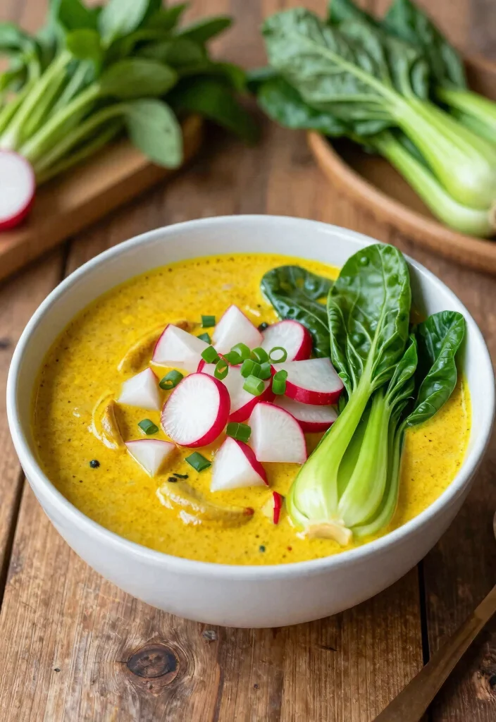19 Vegetarische Thai Curry Rezepte für jede Saison - 17. Thai-Curry mit Rettich und Pak Choi 1