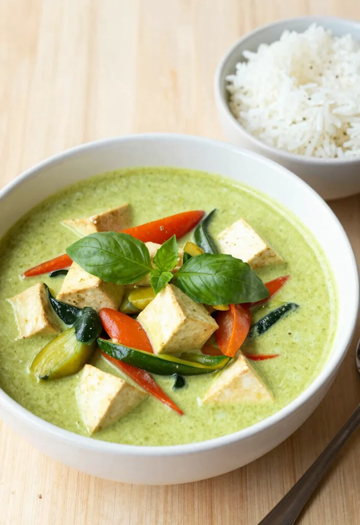 19 Vegetarische Thai Curry Rezepte für jede Saison - 2. Thai Grünes Curry mit Tofu und Gemüse 1