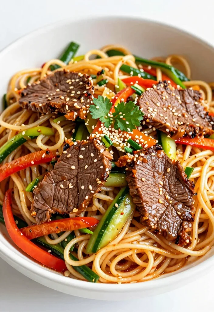 20 Beef Chinese Food Recipes (Stir-Fry to Braise) - 20. Spicy Beef and Noodle Salad 1