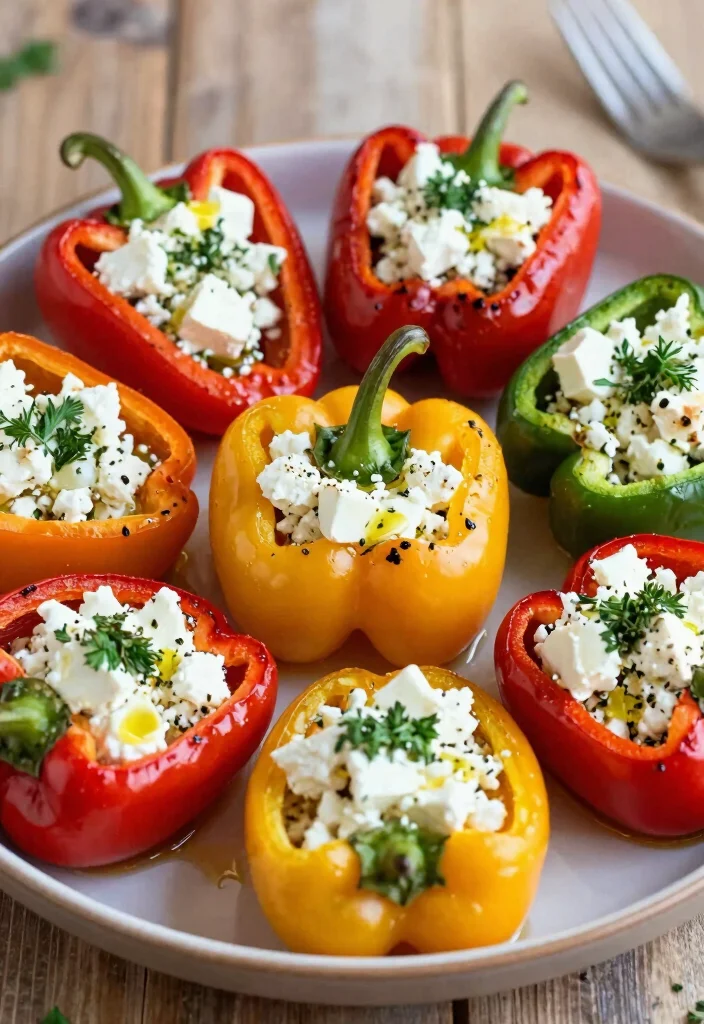 20 Easy Greek Appetizers (Party Ready) - 14. Stuffed Peppers with Feta 1