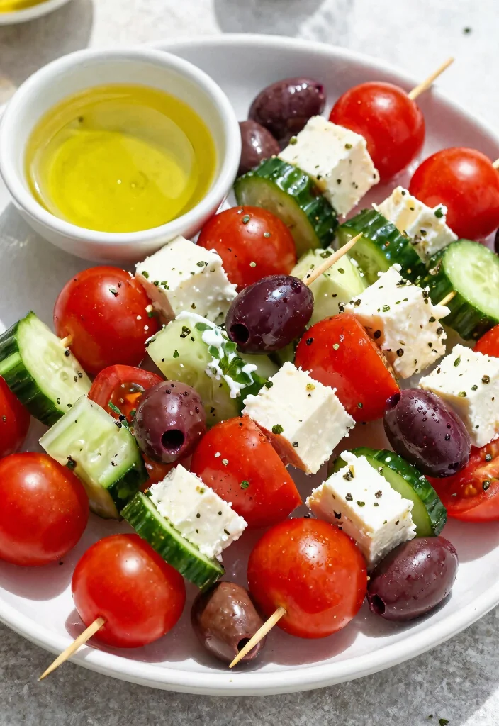 20 Easy Greek Appetizers (Party Ready) - 4. Greek Salad Skewers 1