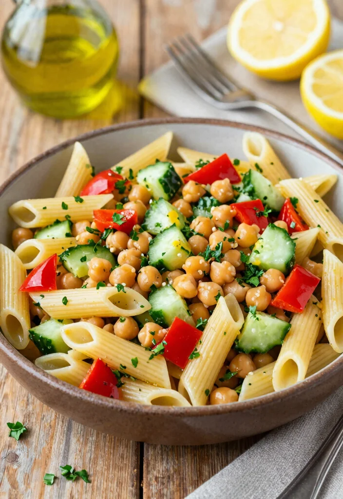 20 Greek Pasta Salad Recipes (Feta & Olive Perfection) - 2. Mediterranean Chickpea Pasta Salad 1