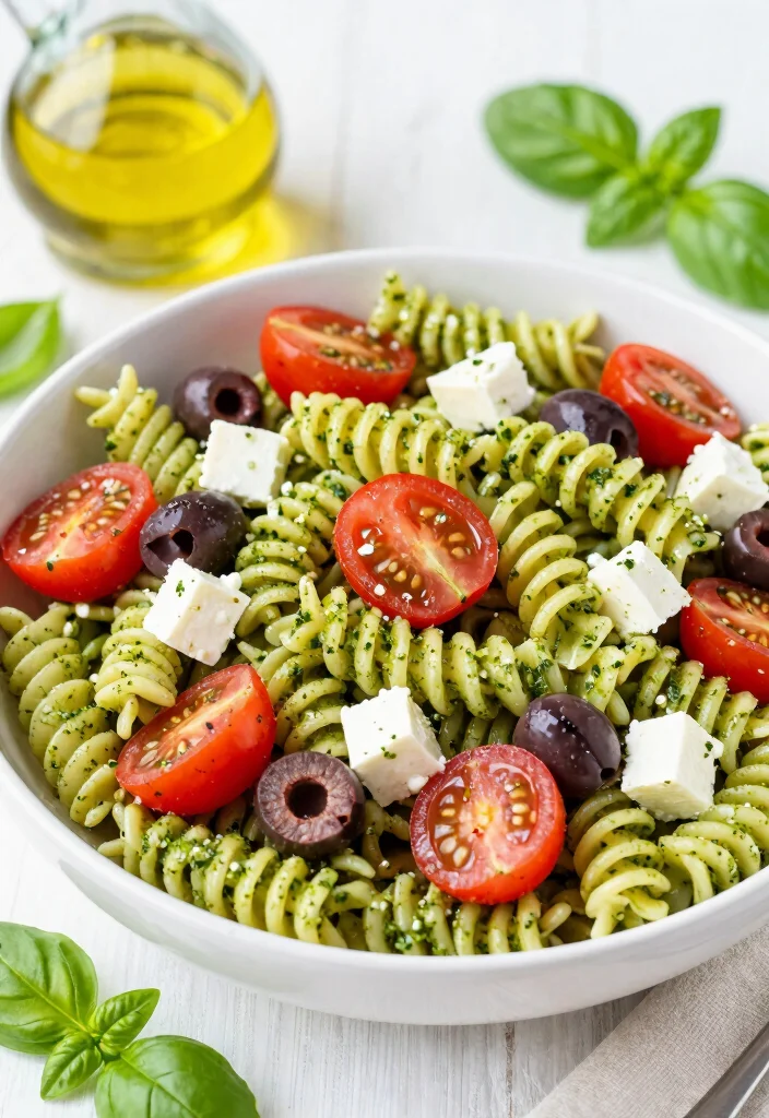 20 Greek Pasta Salad Recipes (Feta & Olive Perfection) - 4. Greek Pesto Pasta Salad 1
