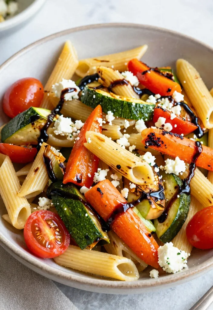 20 Greek Pasta Salad Recipes (Feta & Olive Perfection) - 5. Roasted Vegetable Greek Pasta Salad 1