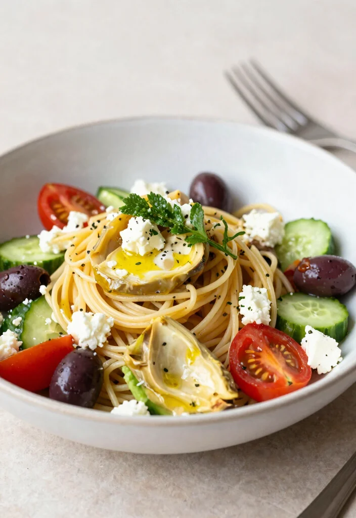 20 Greek Pasta Salad Recipes (Feta & Olive Perfection) - 8. Greek Pasta Salad with Artichokes 1
