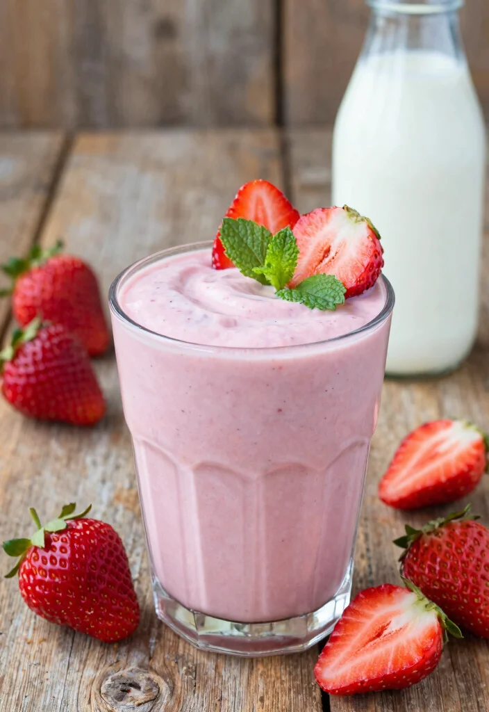 20 Plain Greek Yogurt Dessert Recipes (Creamy Dream) - 11. Strawberry Greek Yogurt Smoothie 1