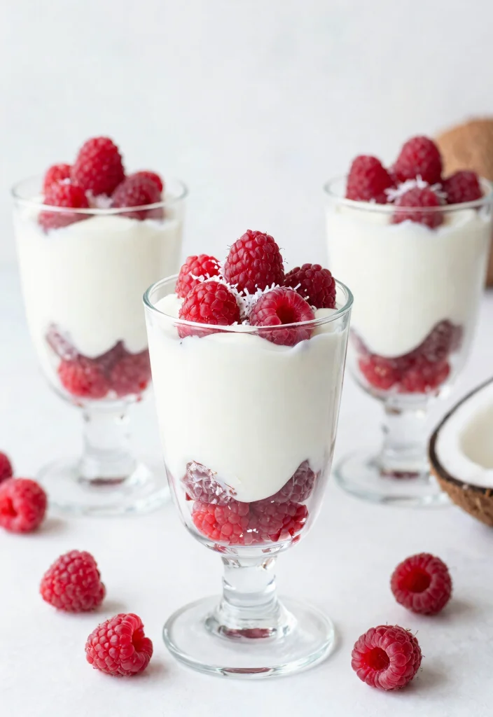 20 Plain Greek Yogurt Dessert Recipes (Creamy Dream) - 17. Raspberry Coconut Yogurt Parfait 1