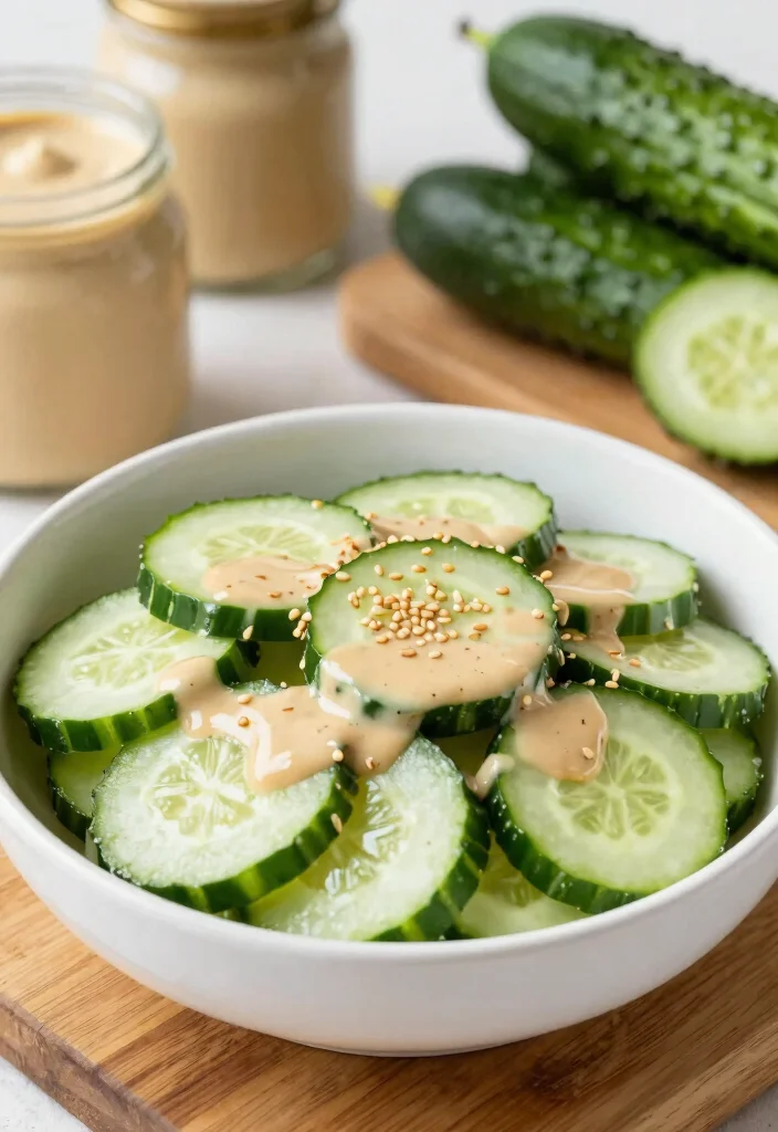 20 Spicy & Refreshing Chinese Cucumber Salad Recipes - 11. Cucumber Salad with Sesame Dressing 1