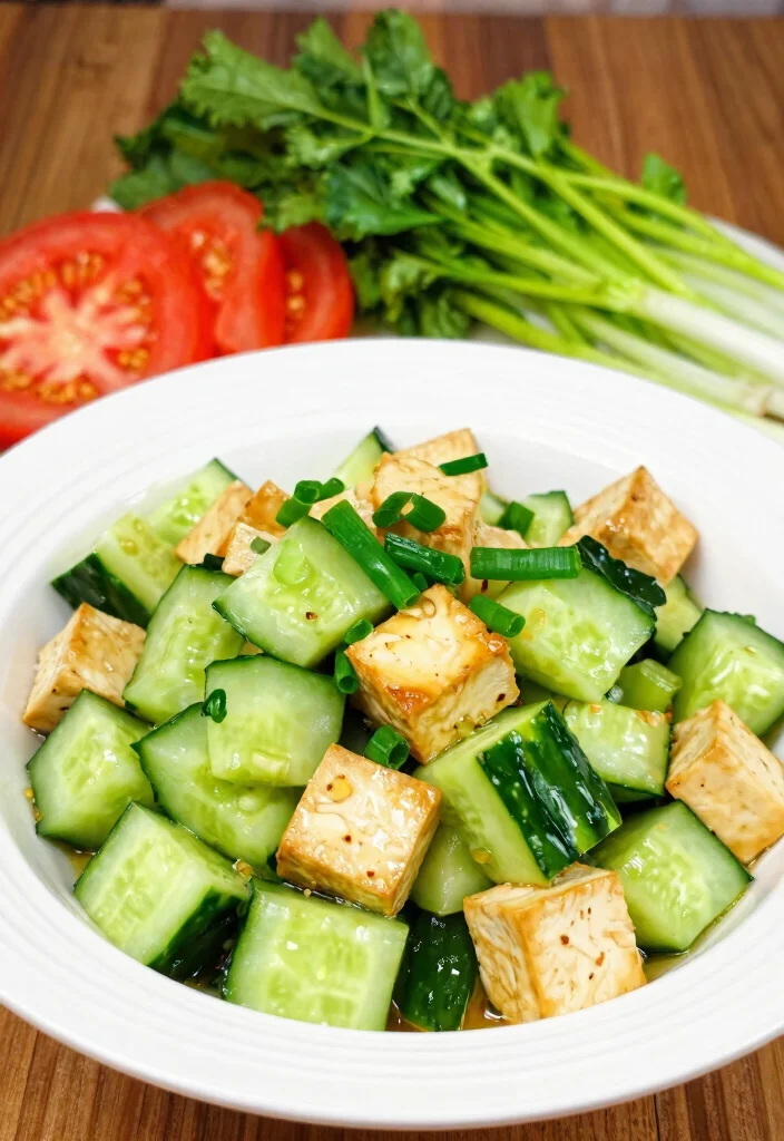 20 Spicy & Refreshing Chinese Cucumber Salad Recipes - 13. Asian Cucumber Salad with Tofu 1