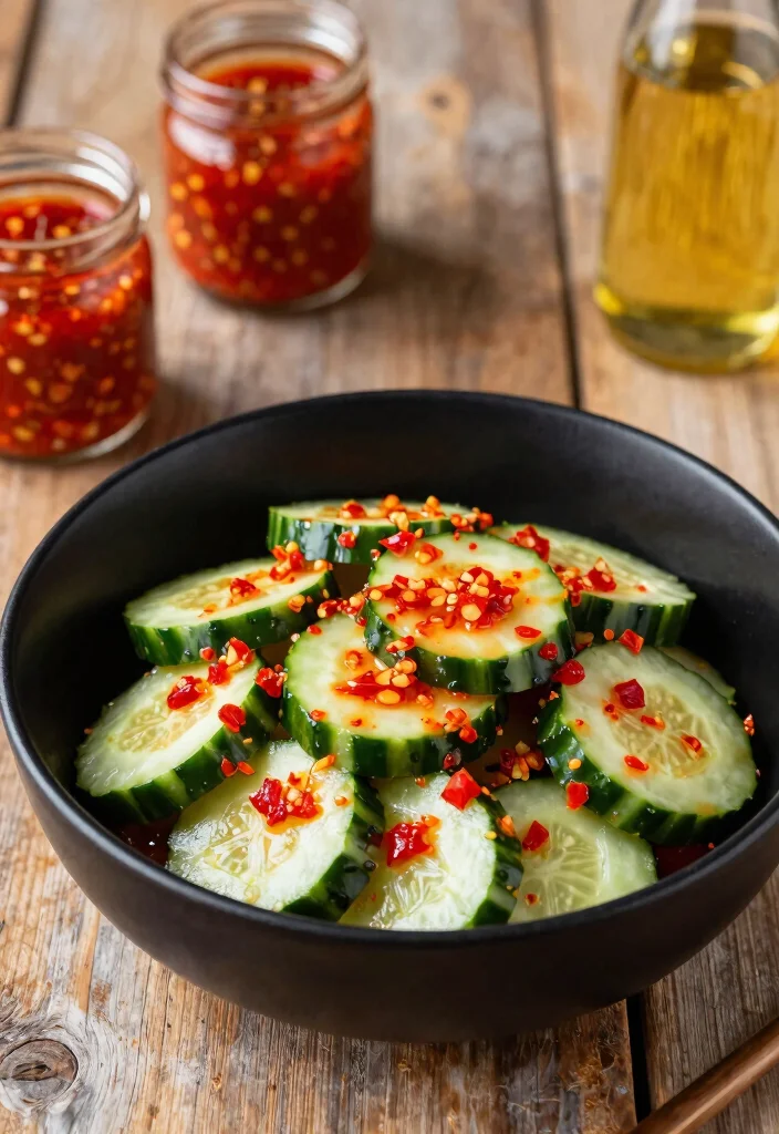 20 Spicy & Refreshing Chinese Cucumber Salad Recipes - 16. Cucumber Salad with Chilli Garlic Sauce 1