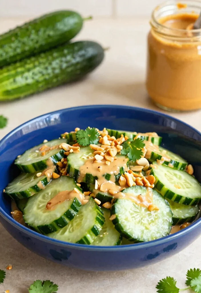 20 Spicy & Refreshing Chinese Cucumber Salad Recipes - 5. Spicy Cucumber Salad with Peanut Dressing 1
