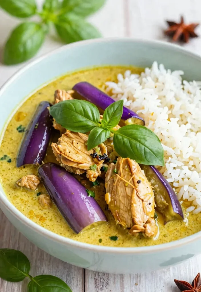 20 Thai Curry Chicken Recipes for Easy Weeknight Dinners - 12. Thai Eggplant Chicken Curry 1