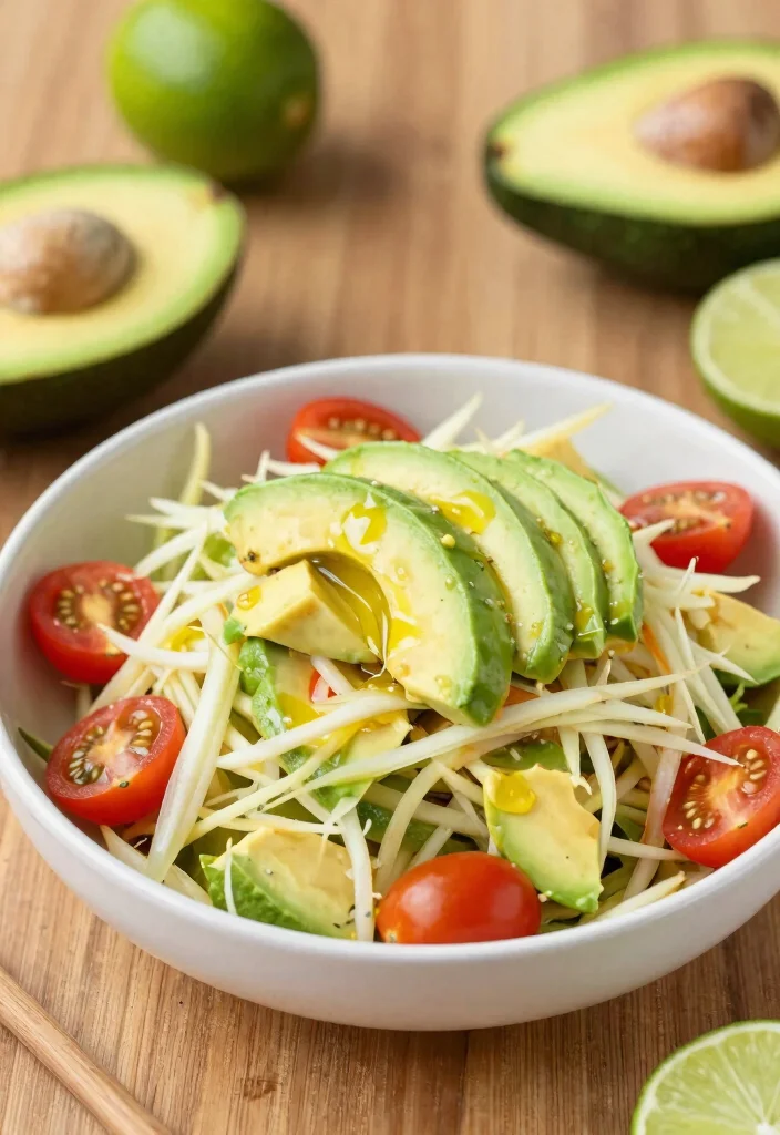 20 Thai Papaya Salad Recipes (Green, Spicy, Fresh) - 6. Papaya Salad with Avocado 1