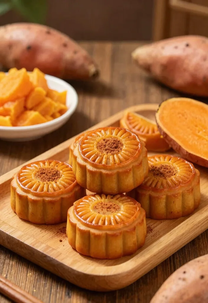 20 Types of Chinese Moon Cakes (Traditional & Modern) - 14. Sweet Potato Moon Cake 1