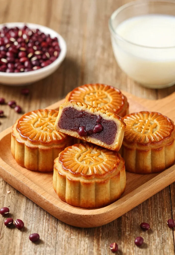 20 Types of Chinese Moon Cakes (Traditional & Modern) - 2. Red Bean Paste Moon Cake 1