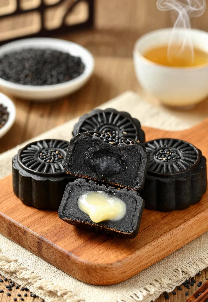 20 Types of Chinese Moon Cakes (Traditional & Modern) - 4. Black Sesame Moon Cake 1
