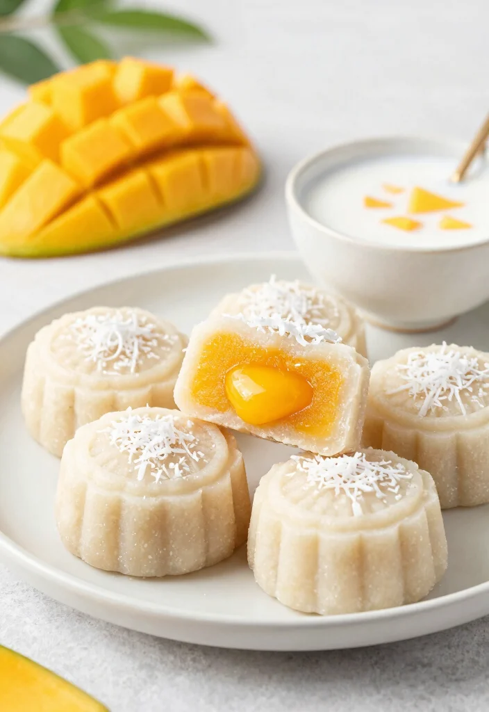 20 Types of Chinese Moon Cakes (Traditional & Modern) - 5. Mango Sticky Rice Moon Cake 1