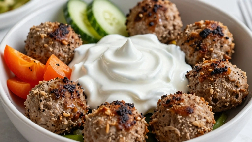 Greek Chicken Meatball Bowls (High Protein) - Step 7: Assemble Bowls 1