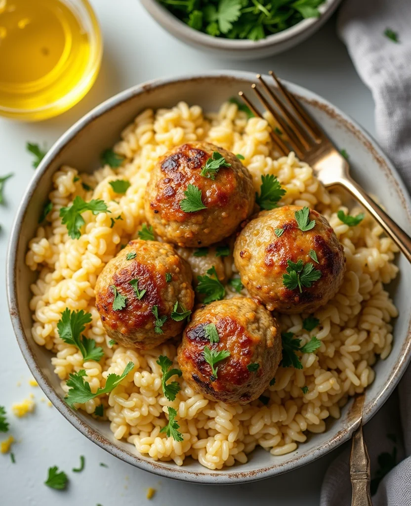 Greek Chicken Meatballs with Lemon Orzo (Citrus Bliss) - Step 7: Combine Meatballs and Orzo 1