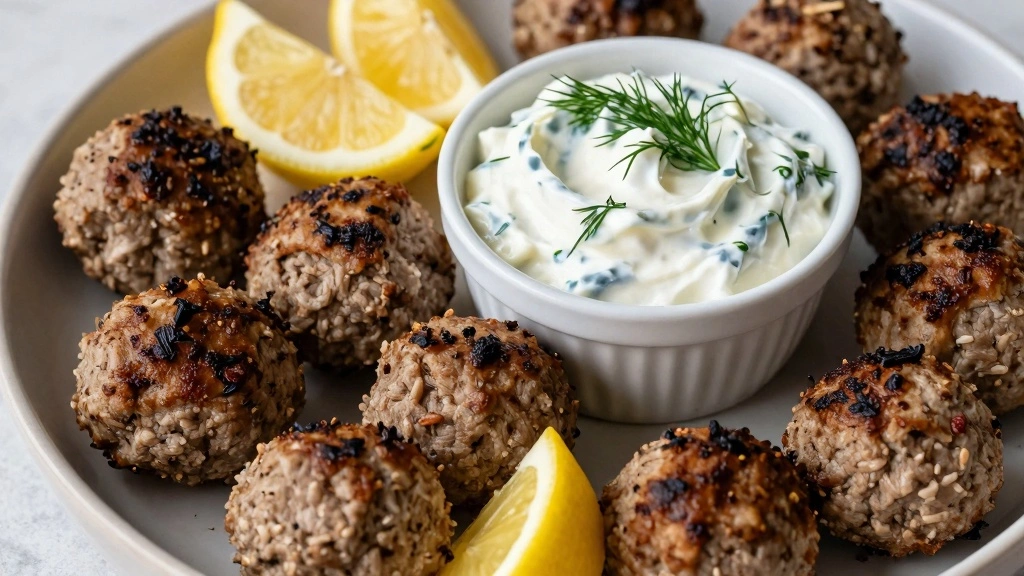 Greek Chicken Meatballs with Tzatziki (Cooling Sauce) - Step 7: Plate and Serve 1