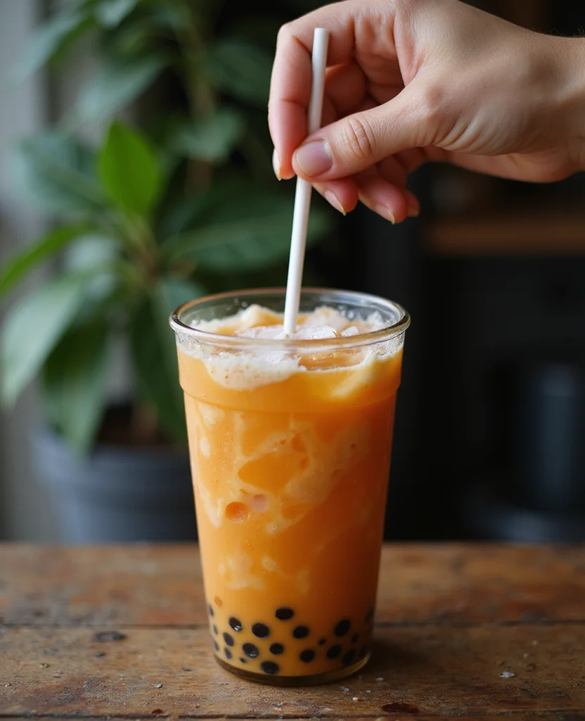 Minuman Thai Tea Recipe (Traditional & Creamy) - Step 6: Combine Tea and Milk 1