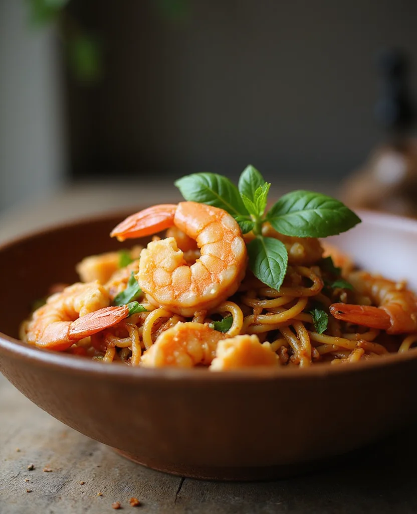 Thai Drunken Noodles (Basil Heat & Garlic!) - Step 7: Add Thai Basil 1