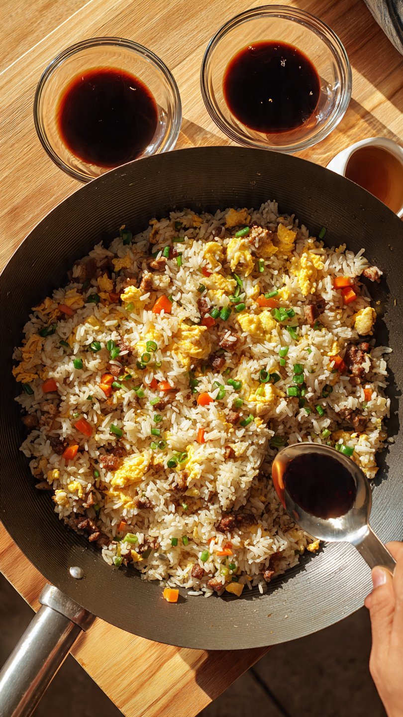Seasoning Fried Rice with Multiple Sauces