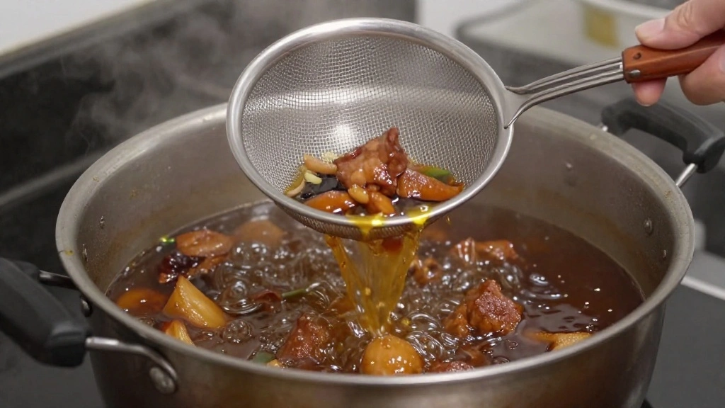 Authentic Chinese Braised Pork Belly Recipe – Tender, Flavorful, and Easy to Make - Step 7: Skim and Adjust 1